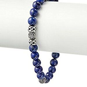 Blackjack Lapis Stone Stainless Steel Beaded Bracelet